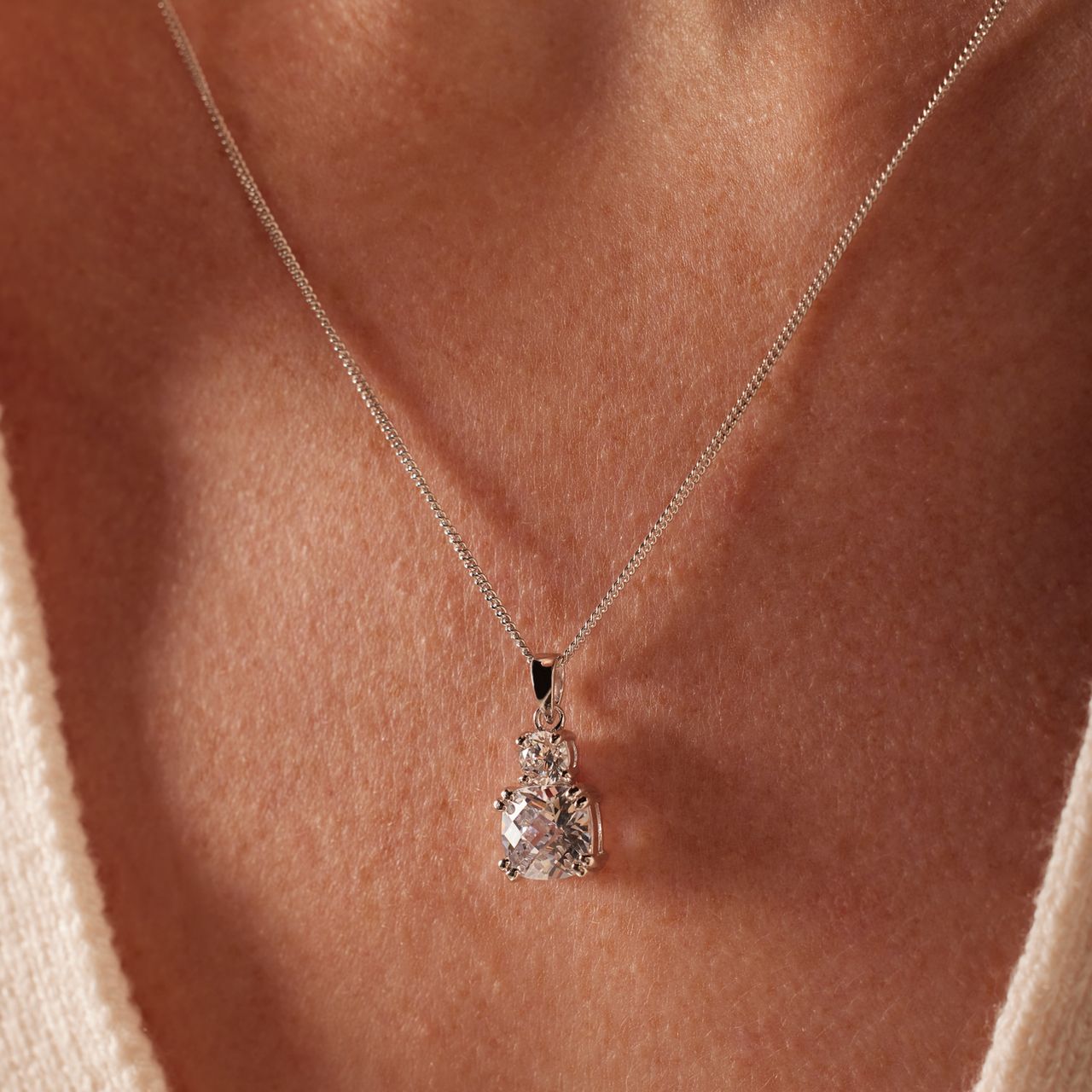 Halskette & Anhänger, 925 Silber, mit Zirkonia