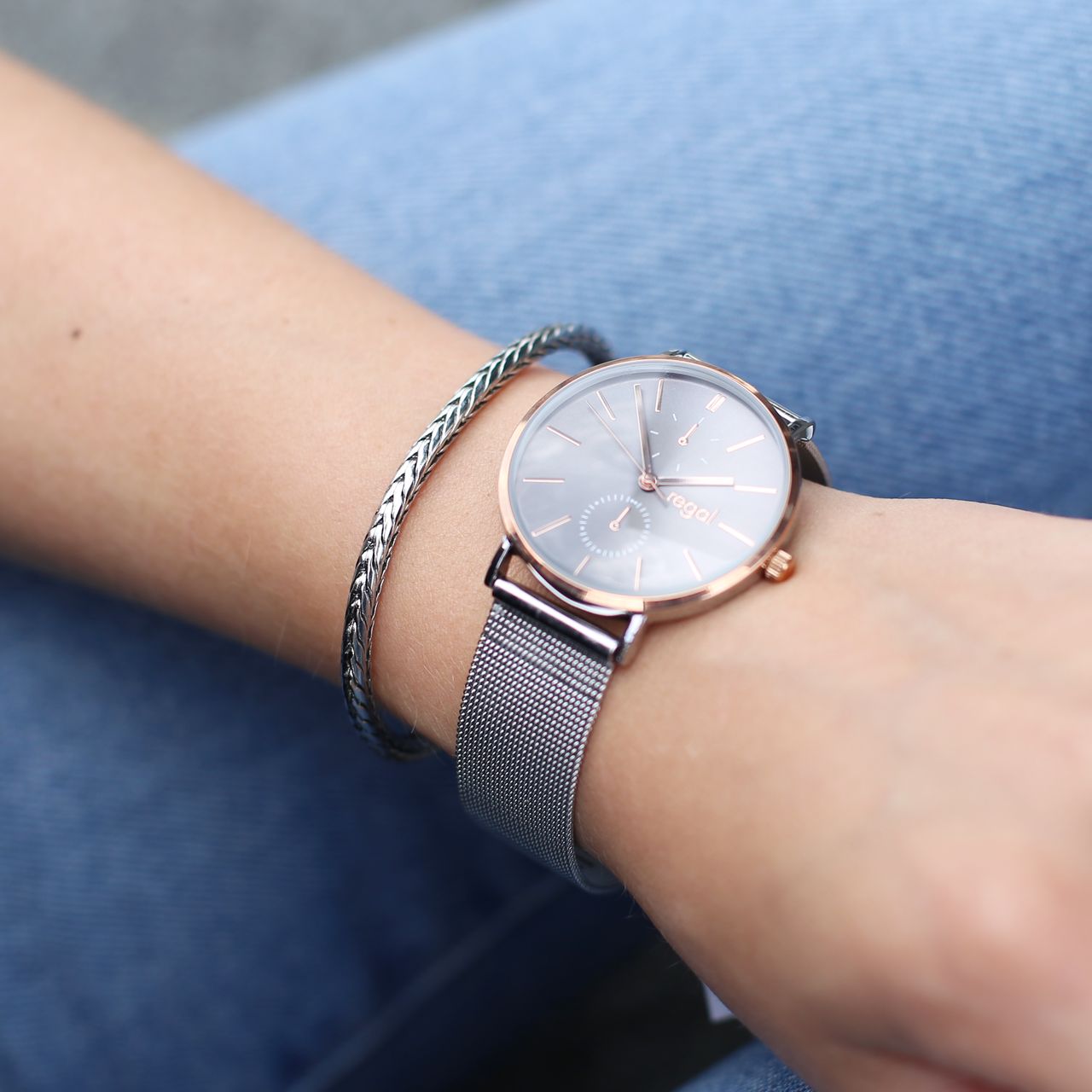 Stainless steel armband vossenstaartschakel