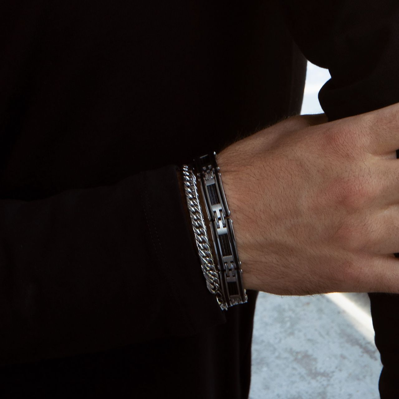 Gerecycleerd stalen armband gourmet