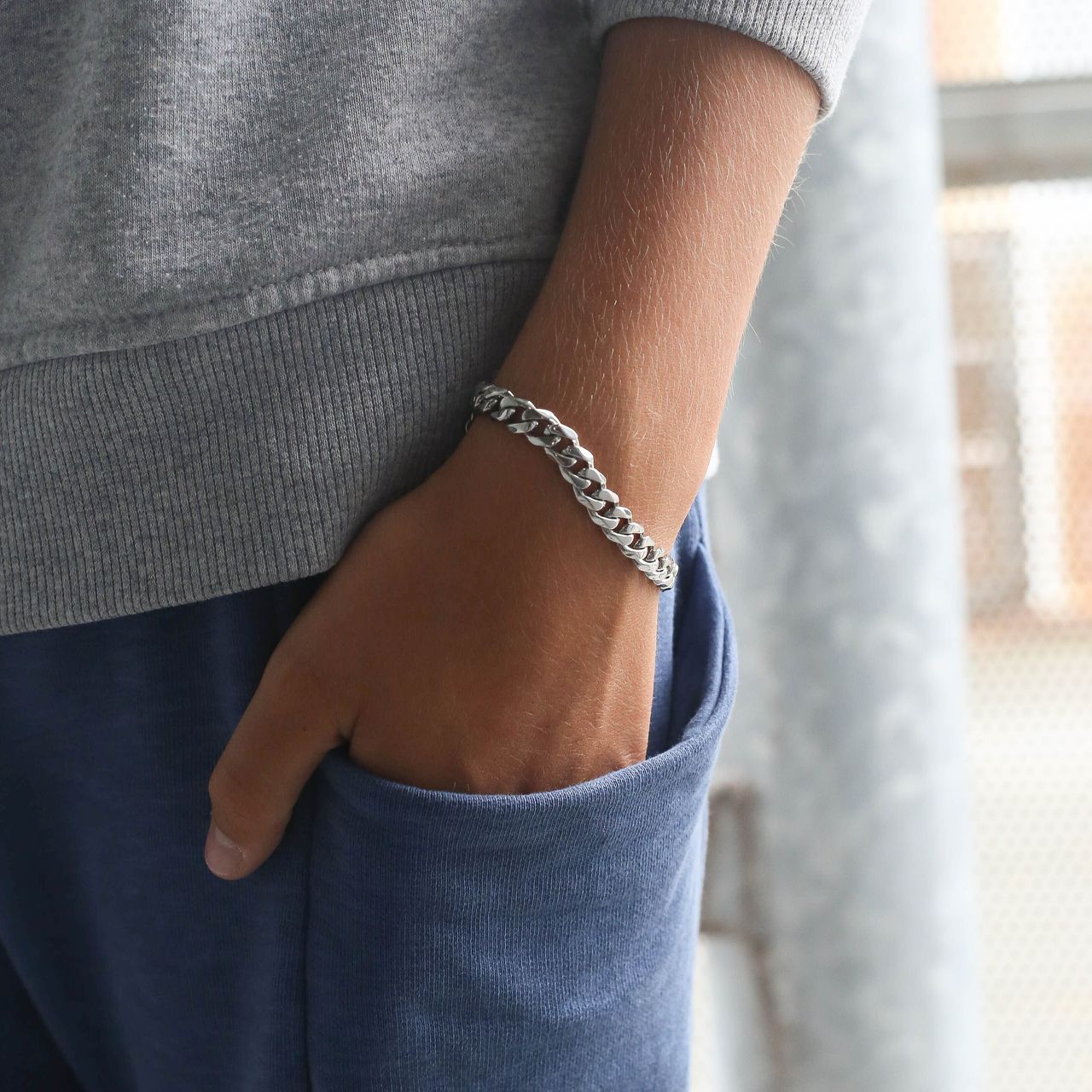 Jungenarmband aus Edelstahl mit Gourmet-Kettenglied