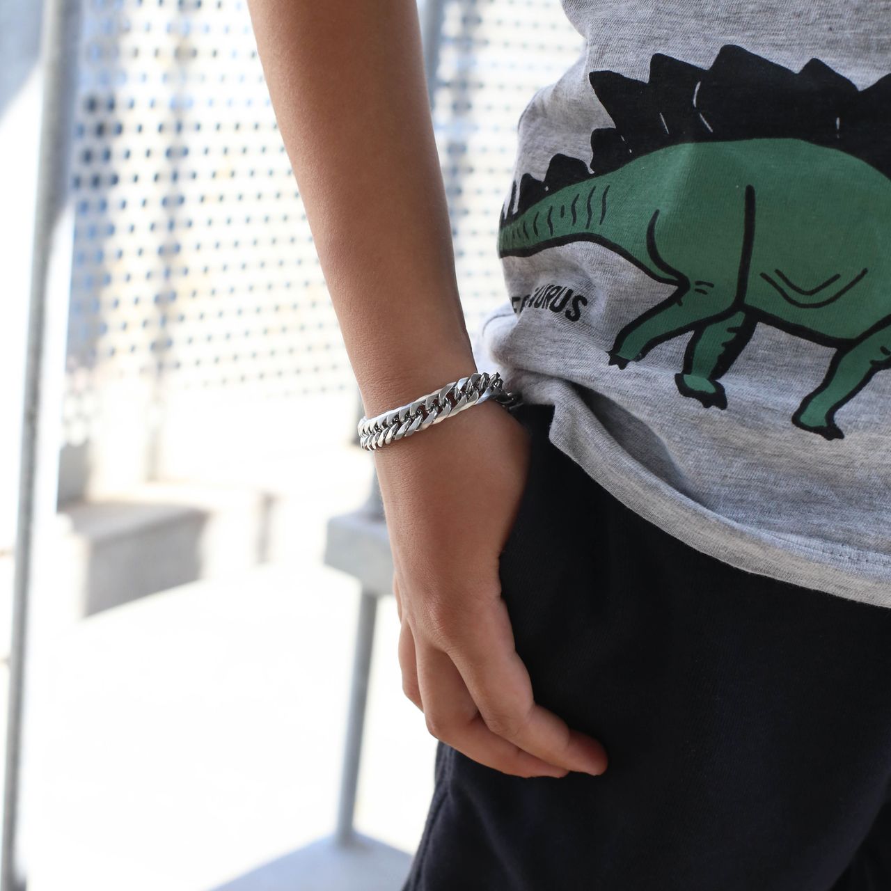 Gerecycled stainless steel jongensarmband gourmet schakel mat