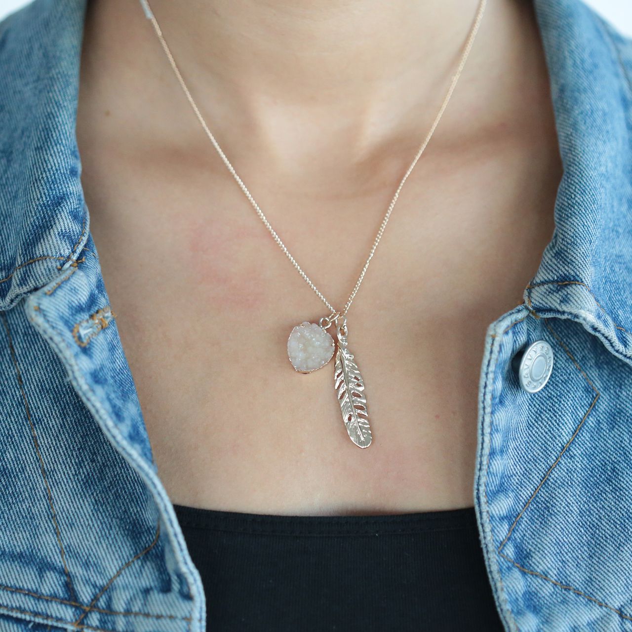 Goudkleurige byoux ketting druzy