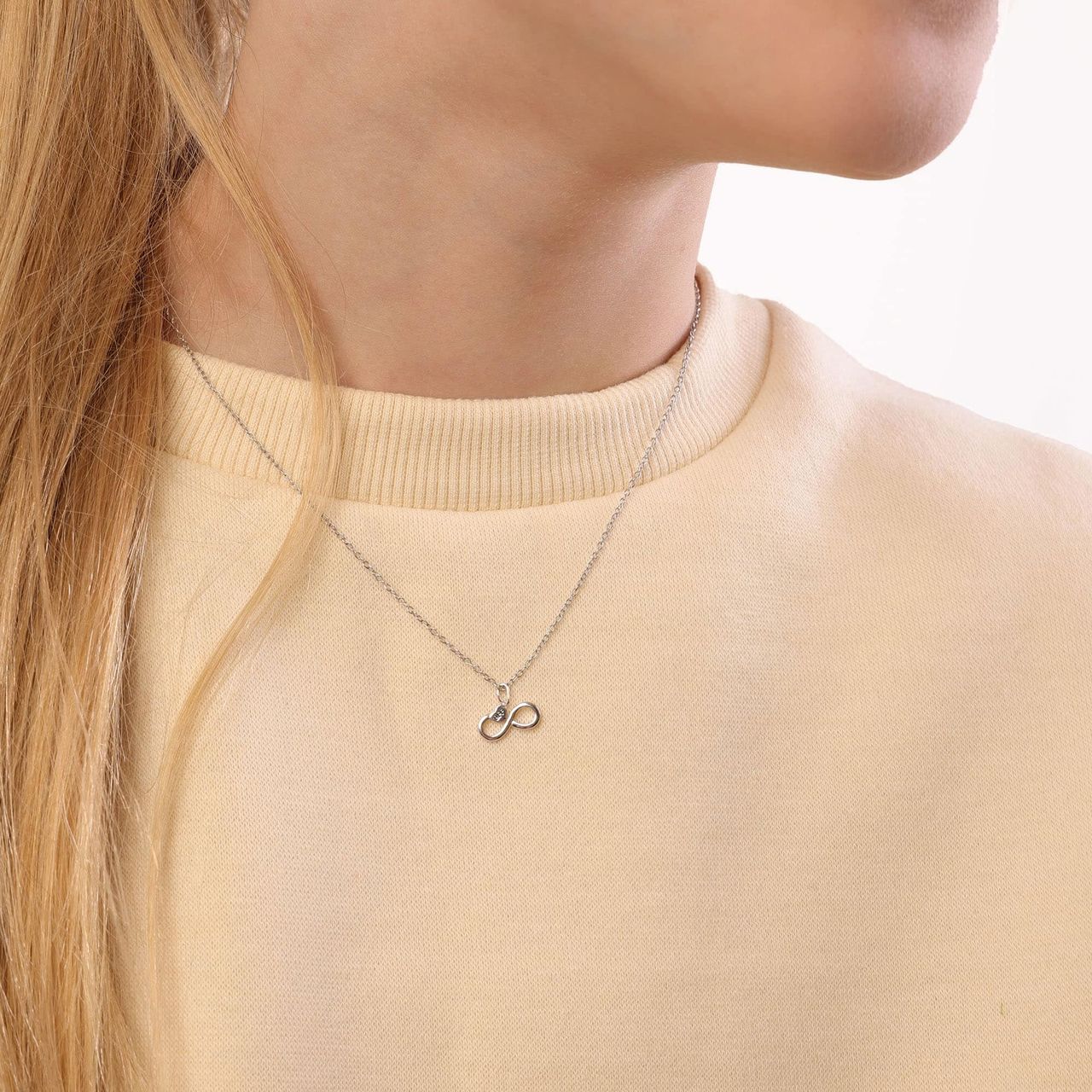 Zilveren kinderketting met hanger infinity BFF