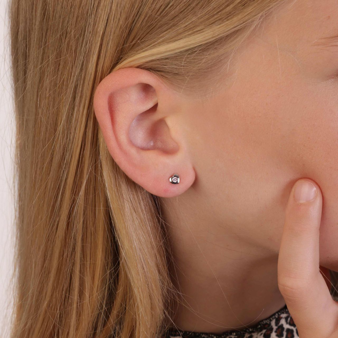 Kinderohrringe, 925 Silber, Herz, hellrosa, Zirkonia