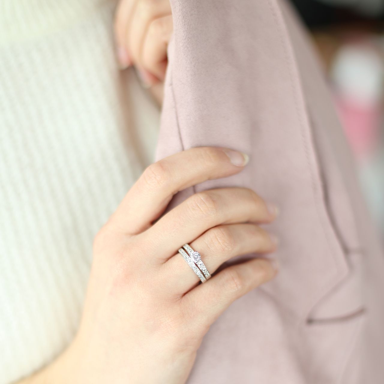 Doppelring aus 925 Silber mit Zirkonia