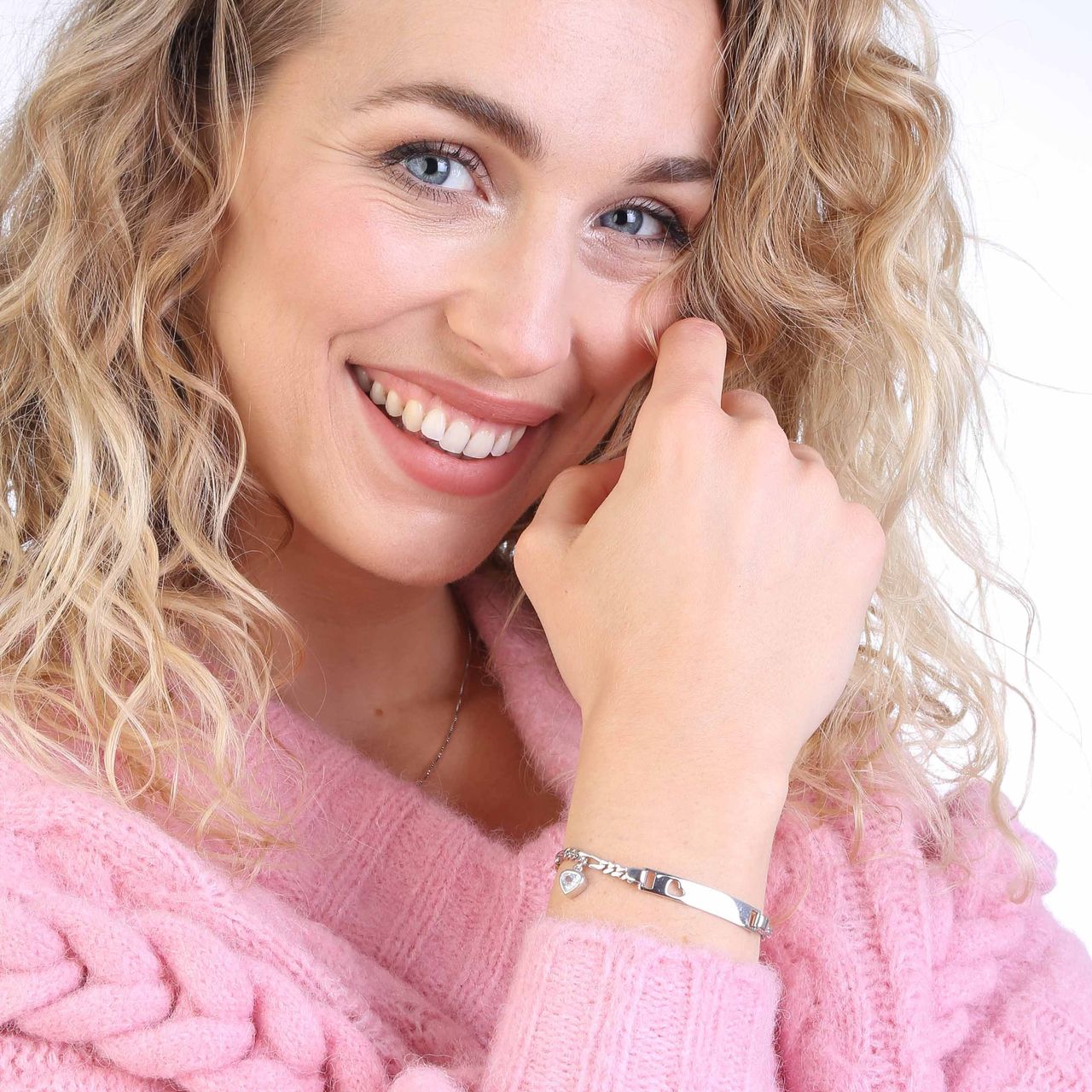 Plattenarmband in 925 Silber Charms Herz