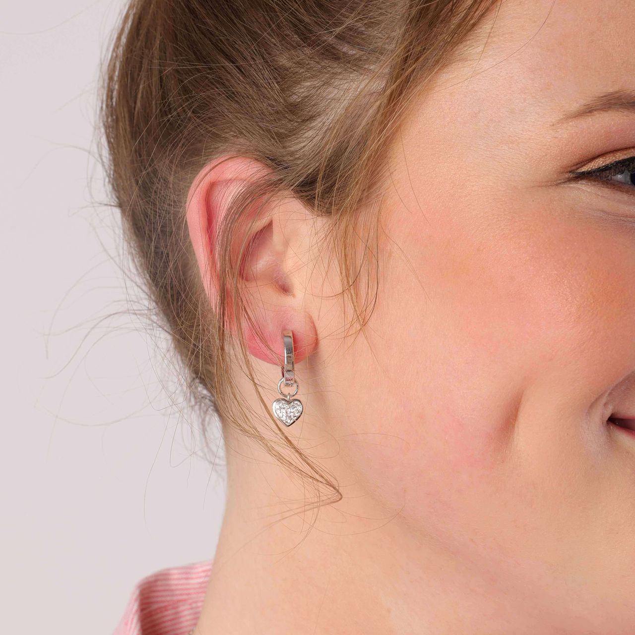 Zilveren oorringen kristal hanger hart voor dames