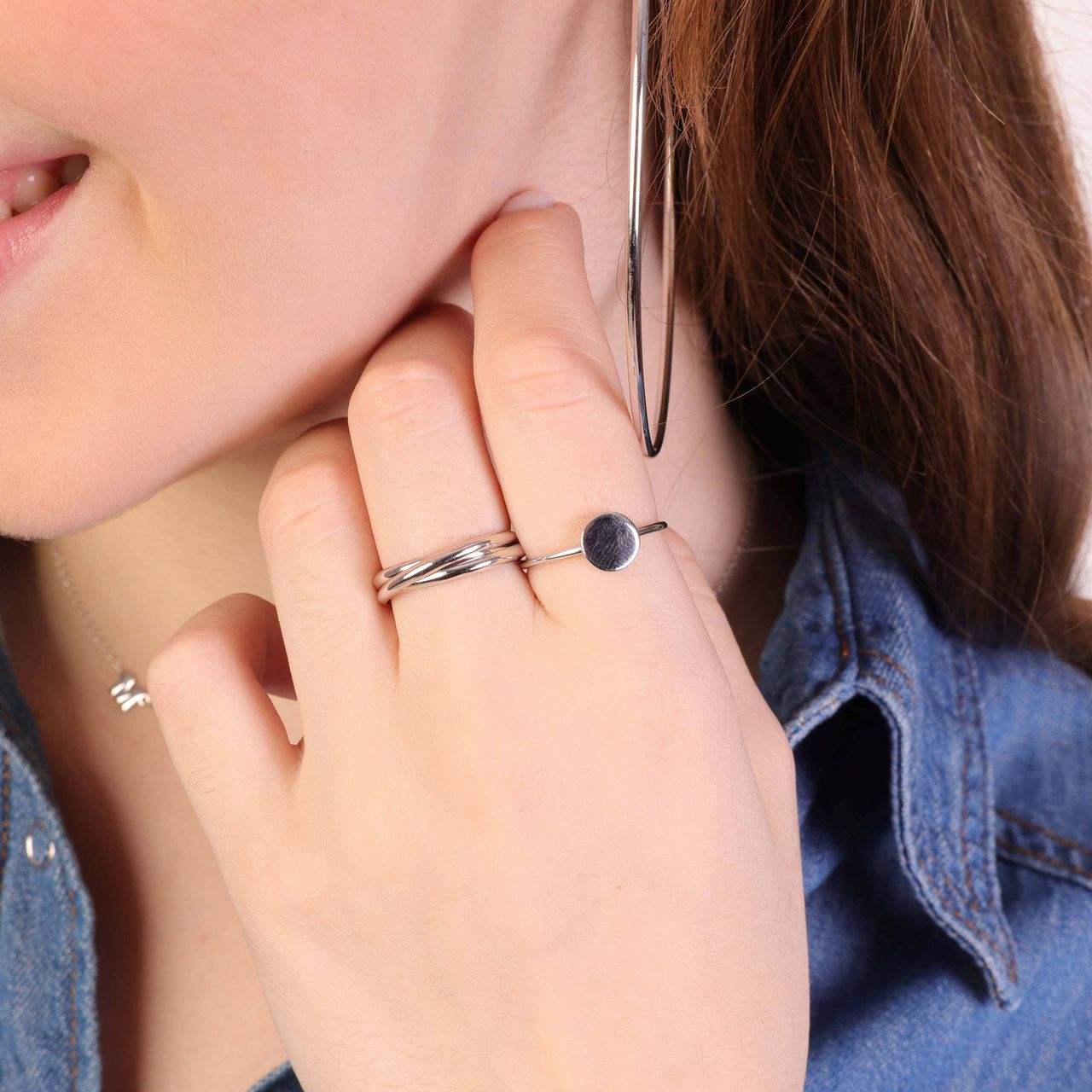 Silberner dreiteiliger Ring