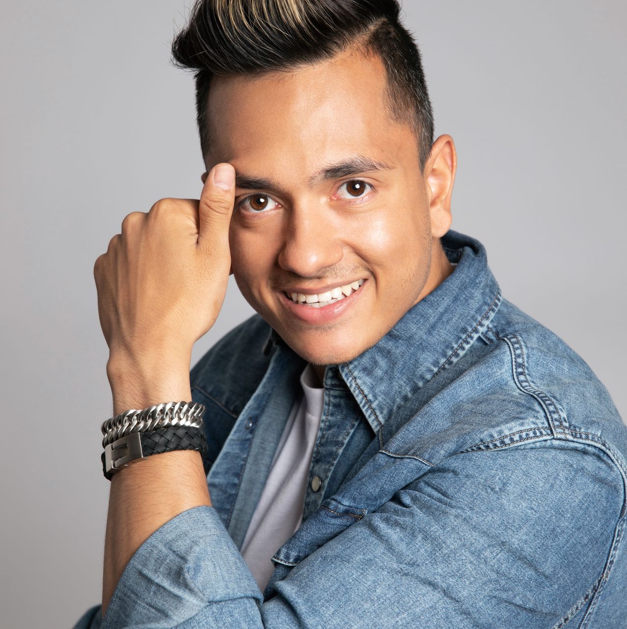 Stainless steel set met zwart leer