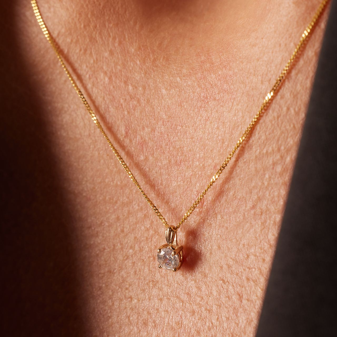 9 karaat ketting met hanger zirkonia 4mm voor dames