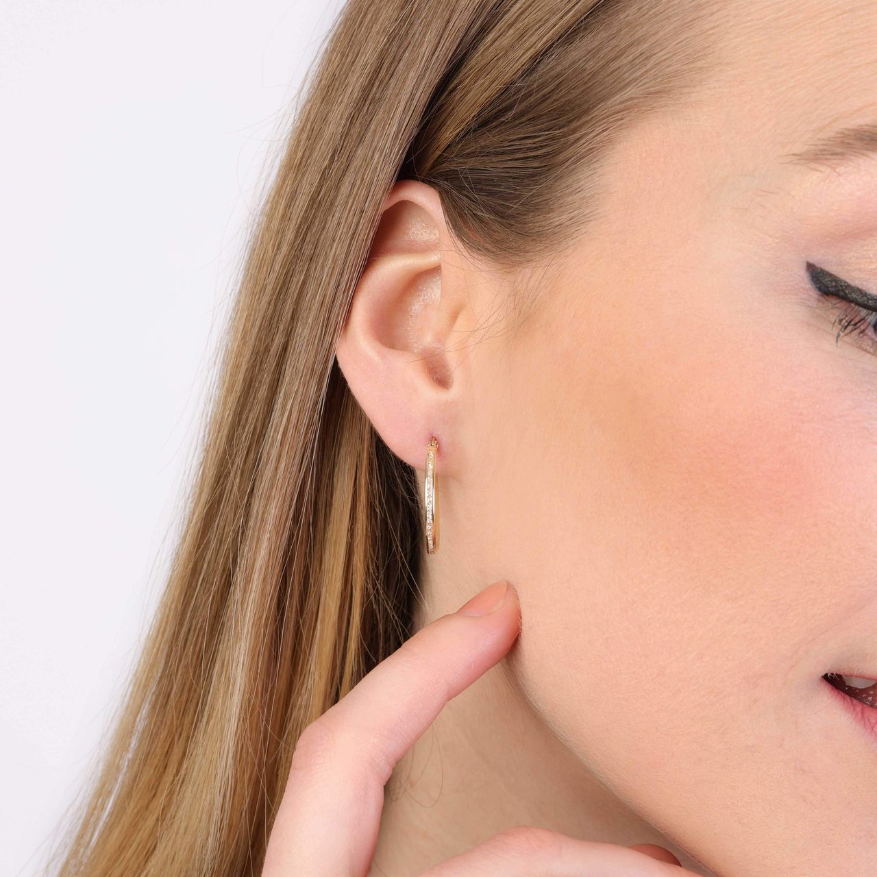 9 karaat oorringen met zirkonia 20mm voor dames