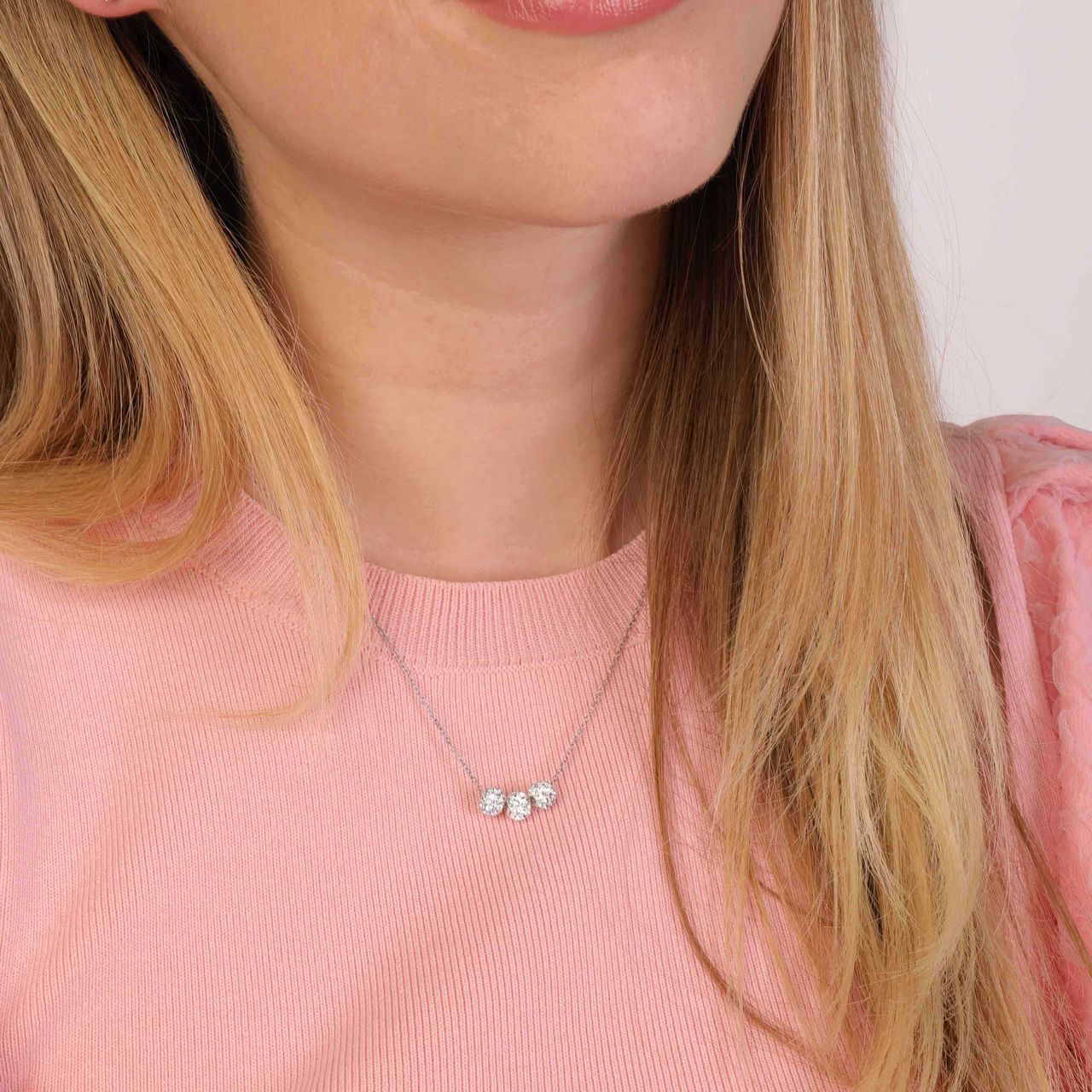 Zilveren ketting&hanger kristal 