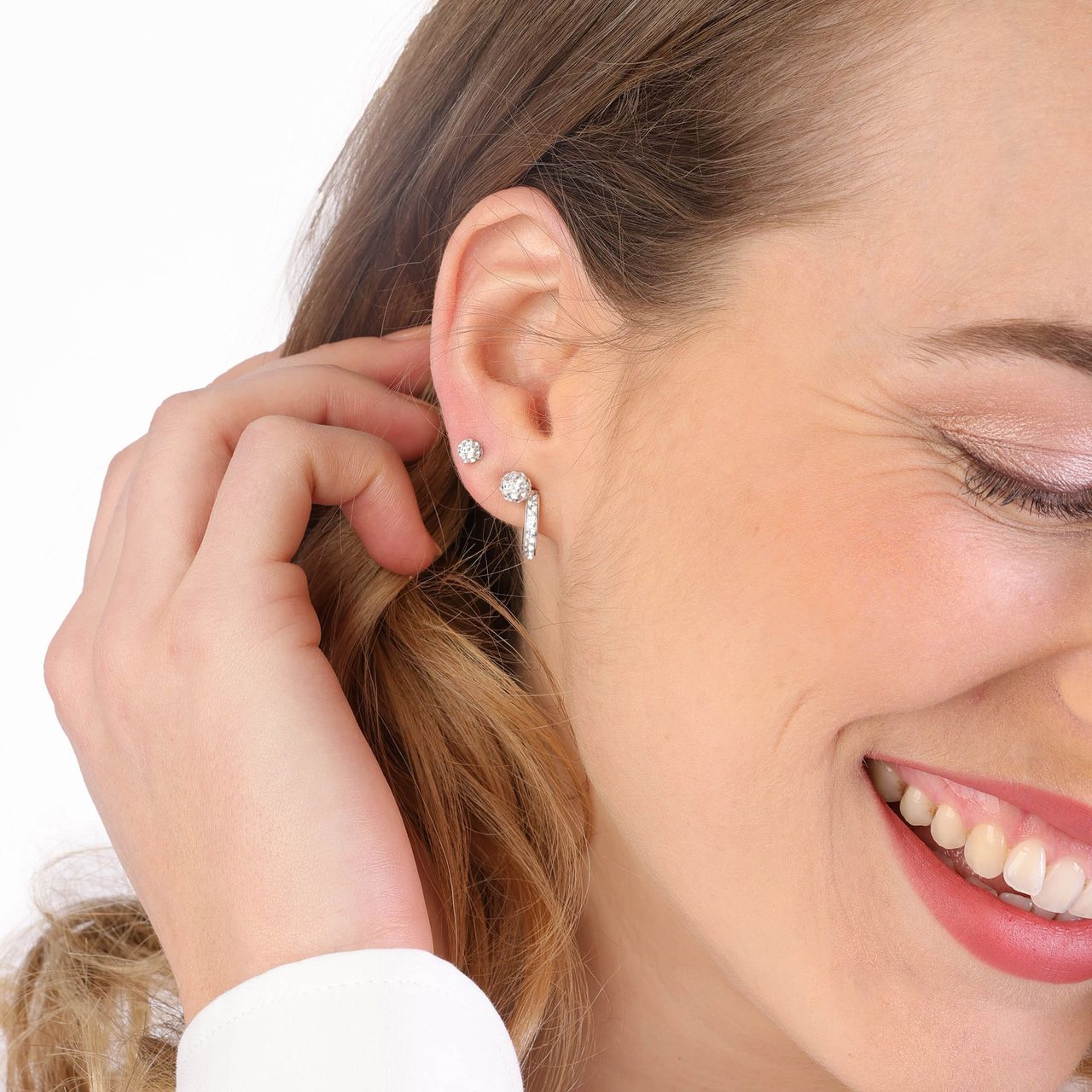 Ohrringe, 925 Silber, Kristall