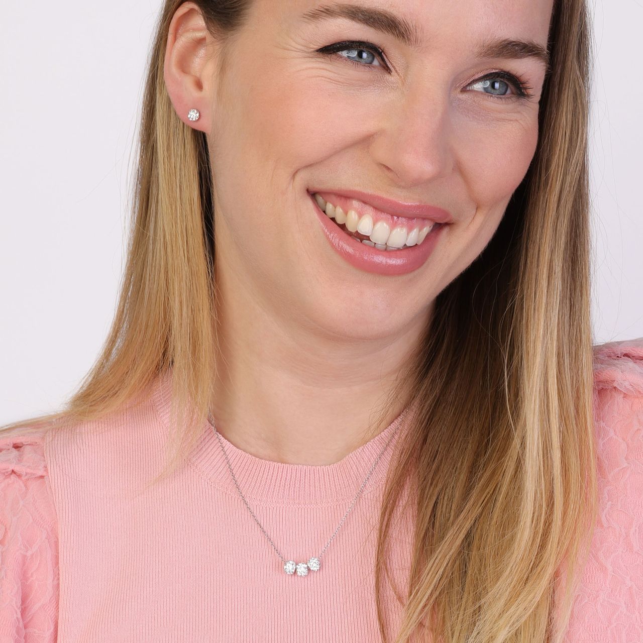 Ohrringe, 925 Silber, Kugel, Kristall