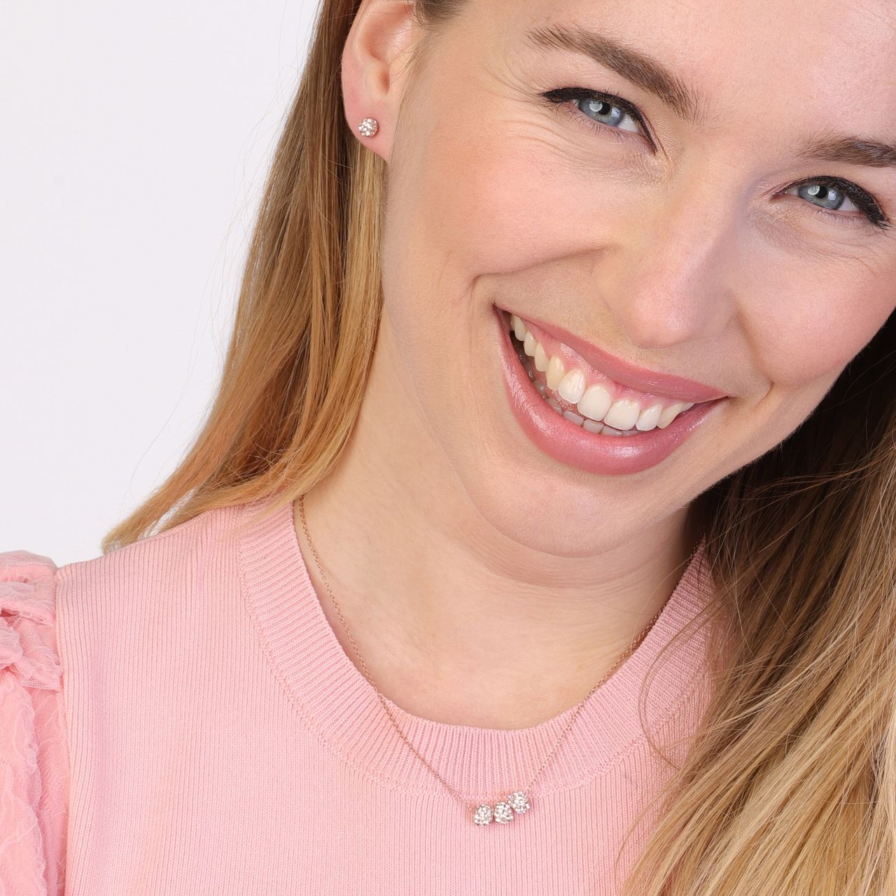 Zilveren oorbellen rose bal kristal