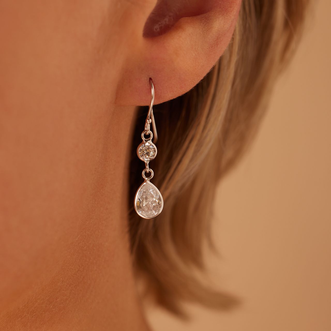 925 Silber-Ohrringe Tropfen mit Zirkonia