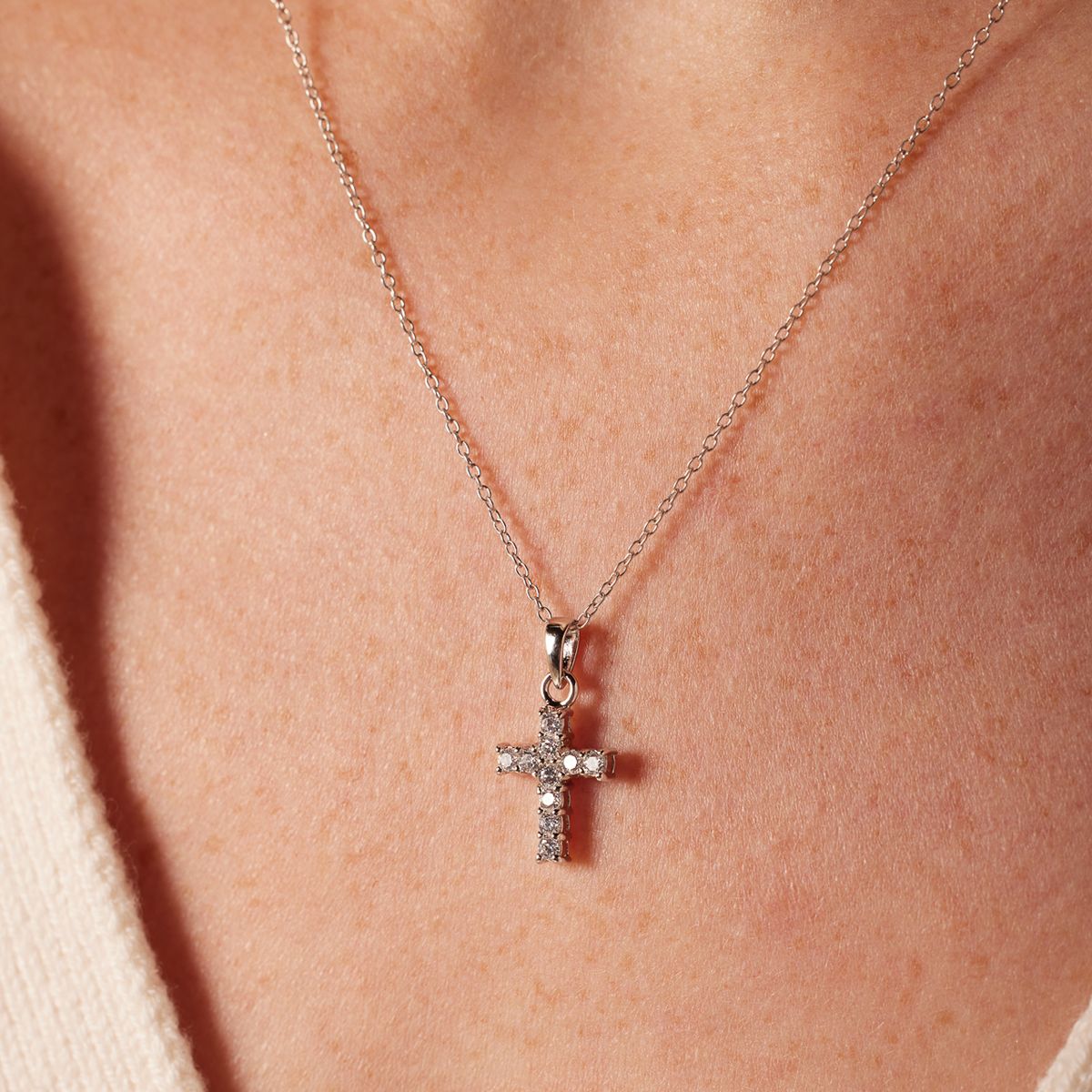 Anhänger aus 925 Silber, Kreuz mit Zirkonia