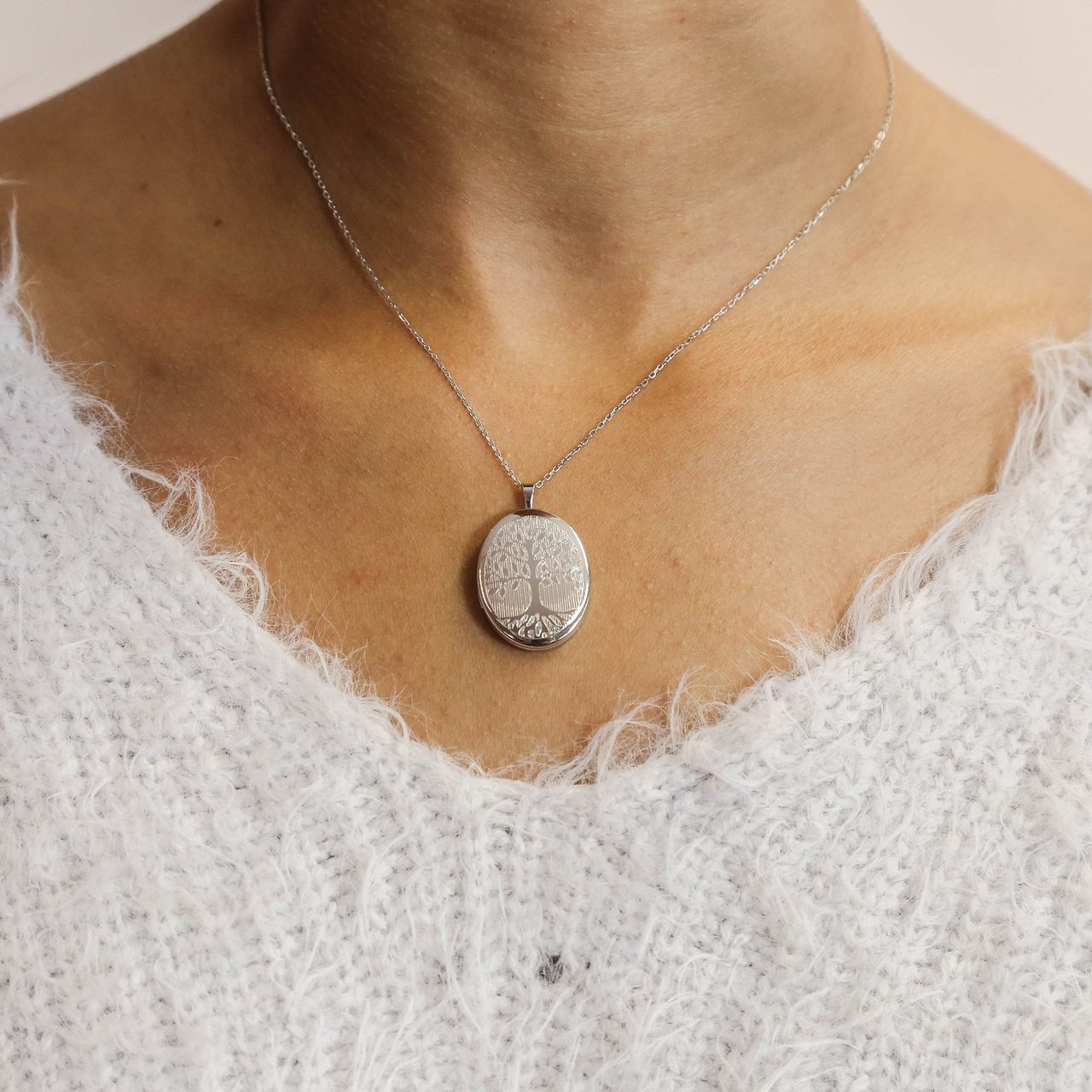 Anhänger Lebensbaum-Medaillon aus 925 Silber