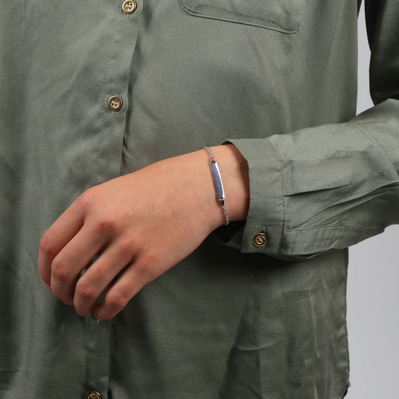 Kinderarmband, 925 Silber, Plättchen, Singapur