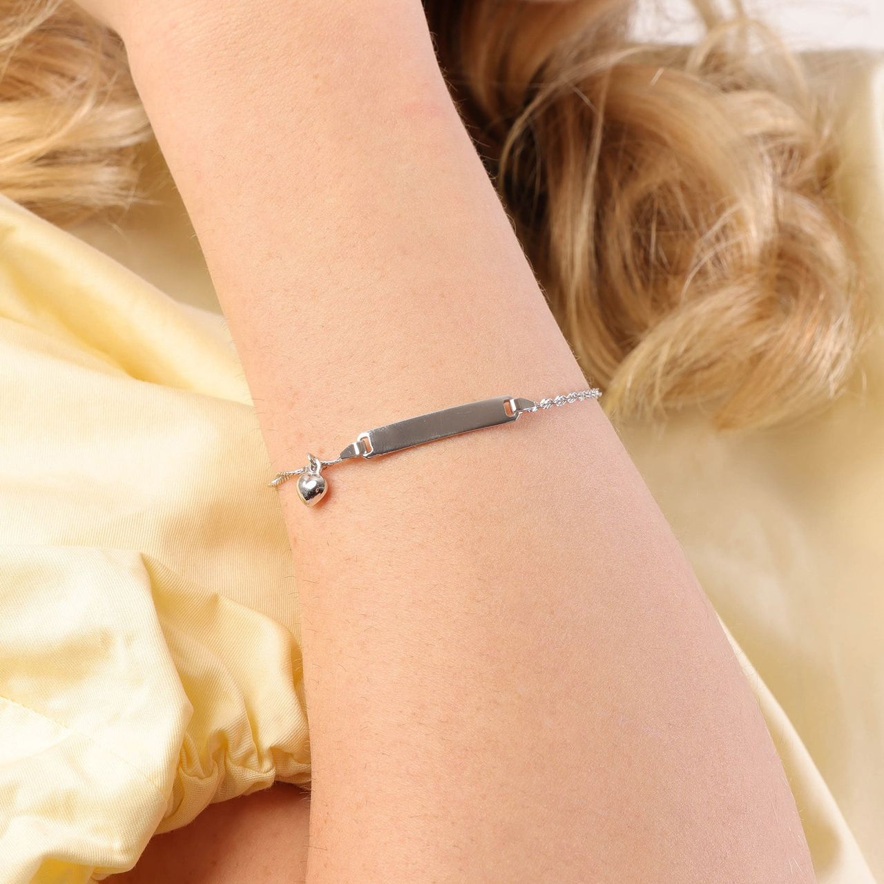 Plattenarmband aus 925 Silber, Singapore, Herz