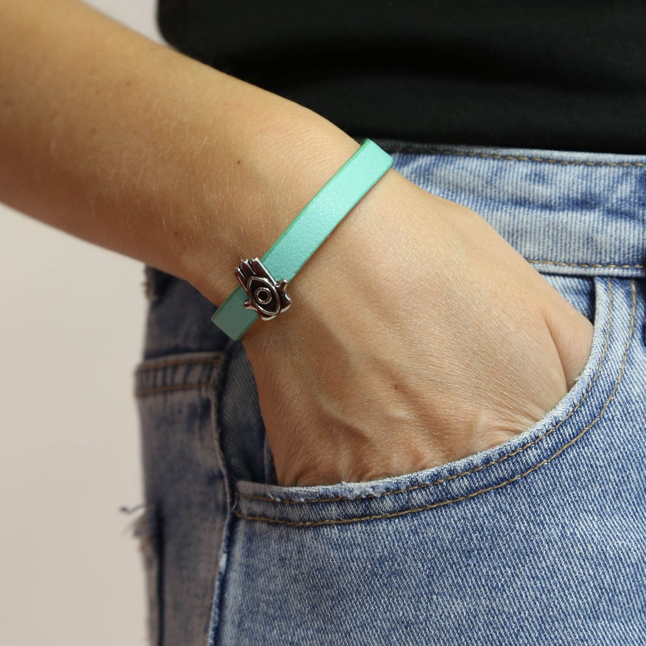Bijoux armband mint hamsa hand
