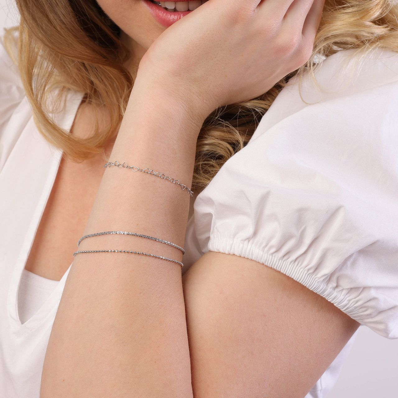 Gerecycleerd zilveren set met 3 armbanden