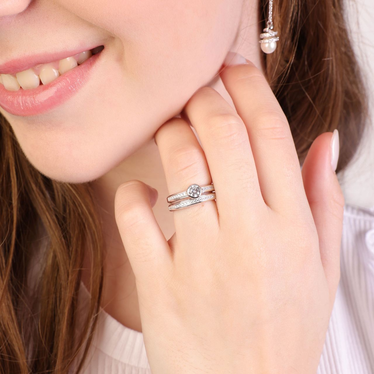 Zilveren ring 2in1 met zirkonia