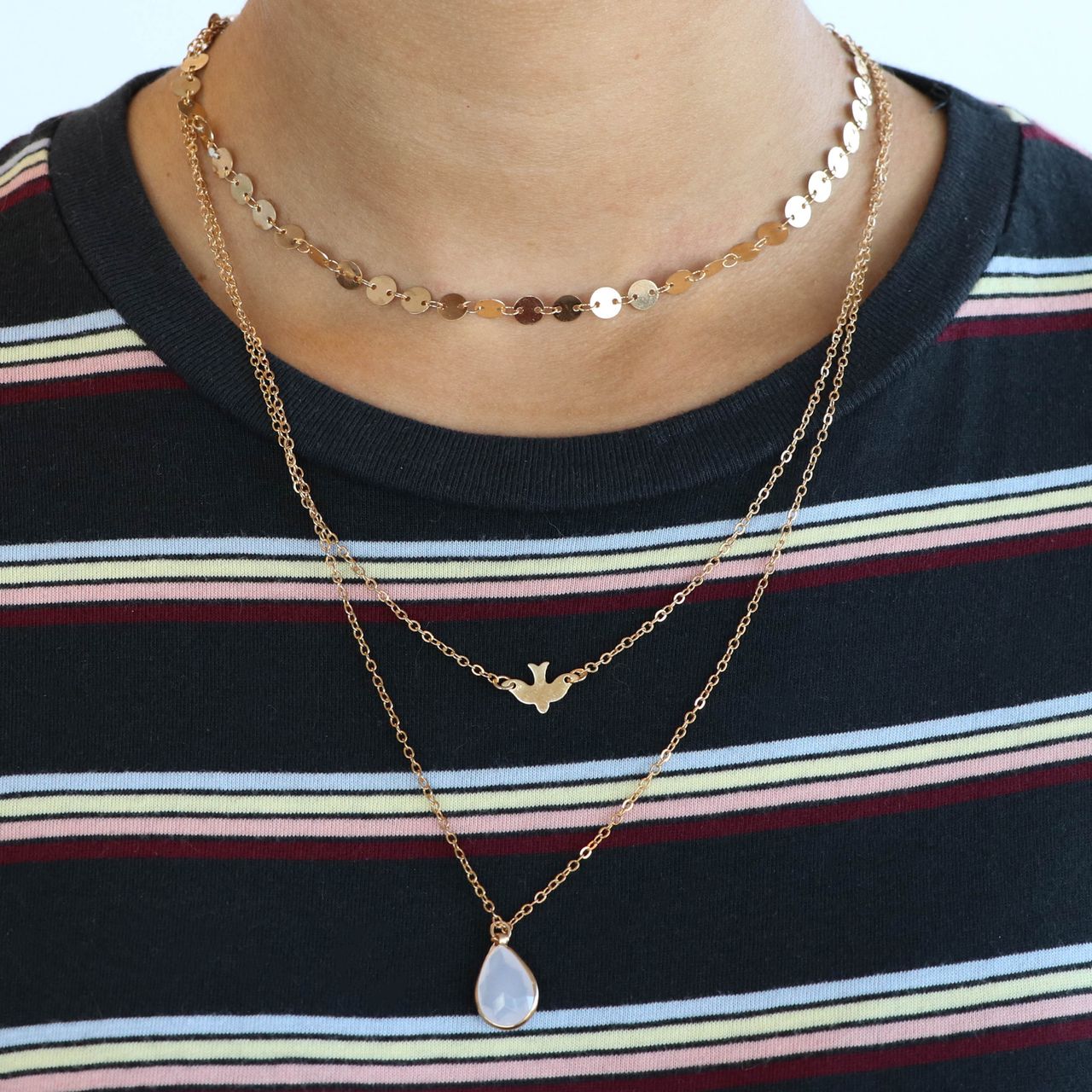 Goudkleurige byoux ketting multi vogel