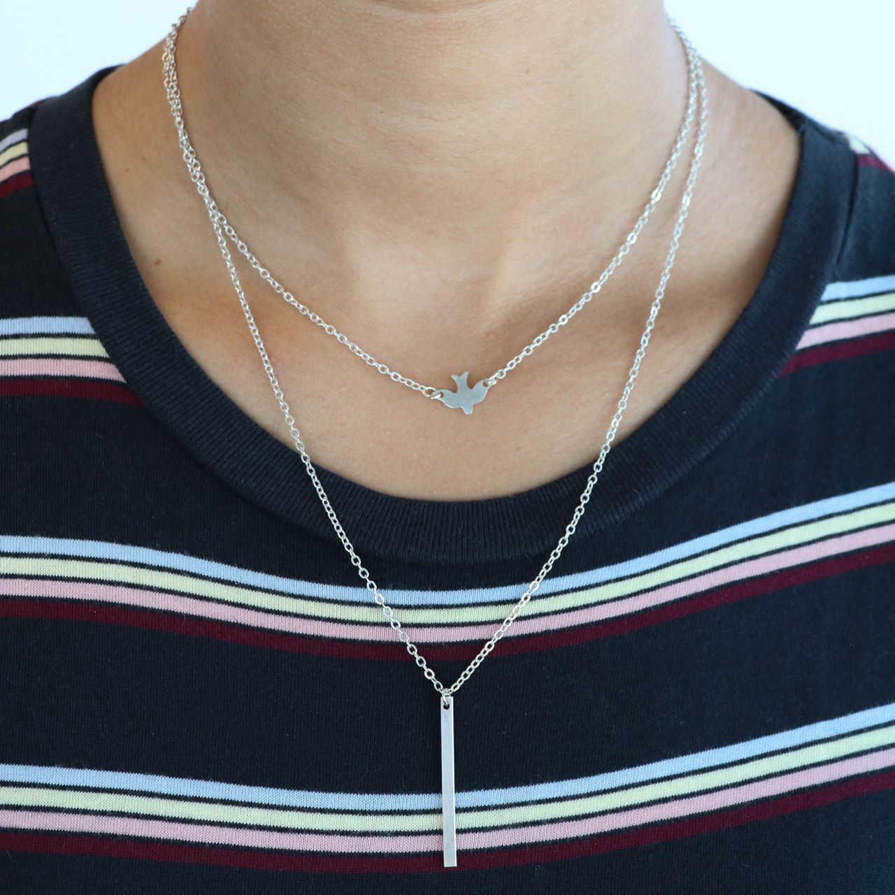 Zilverkleurige byoux ketting multi steen