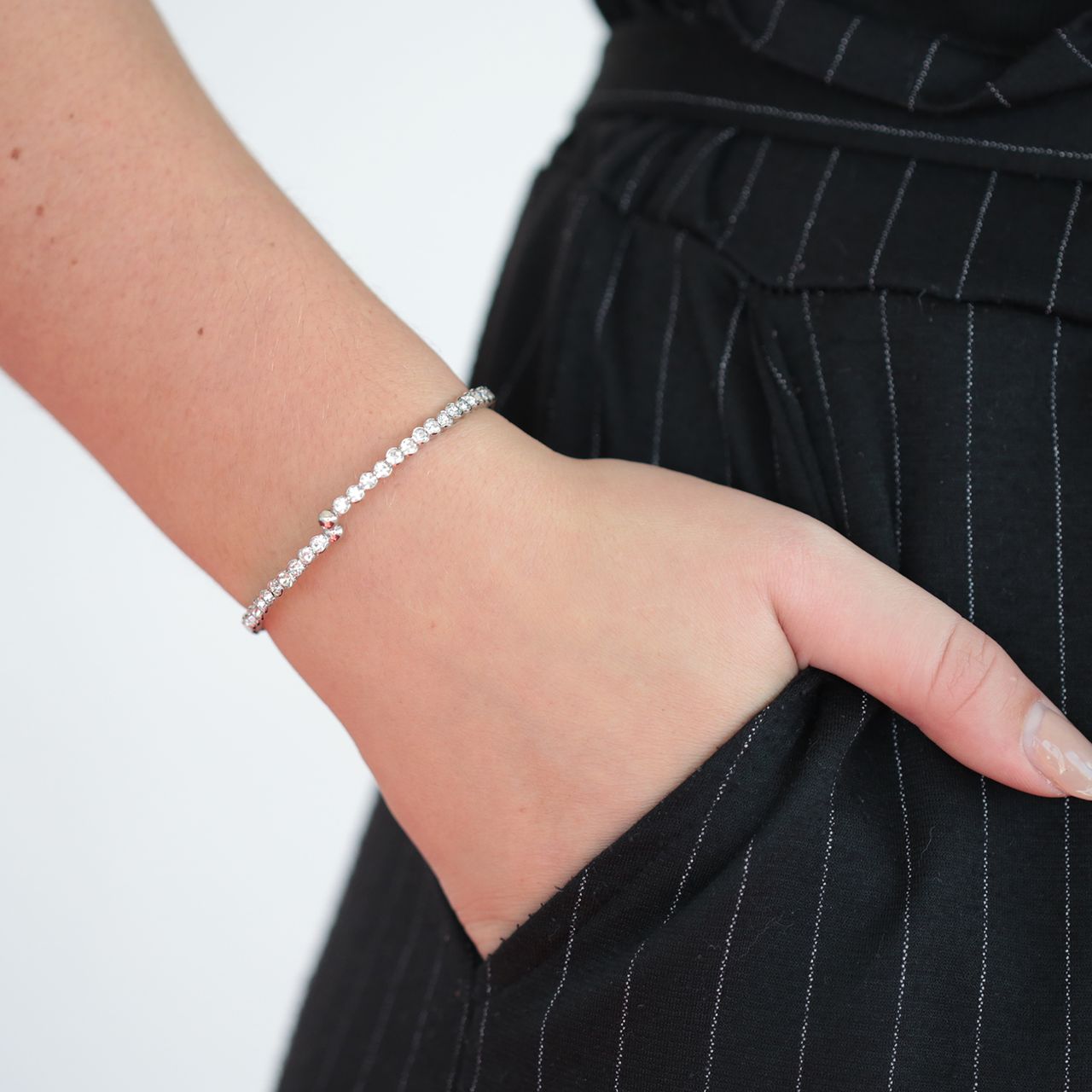 Zilverkleurige byoux tennisarmband 3 mm