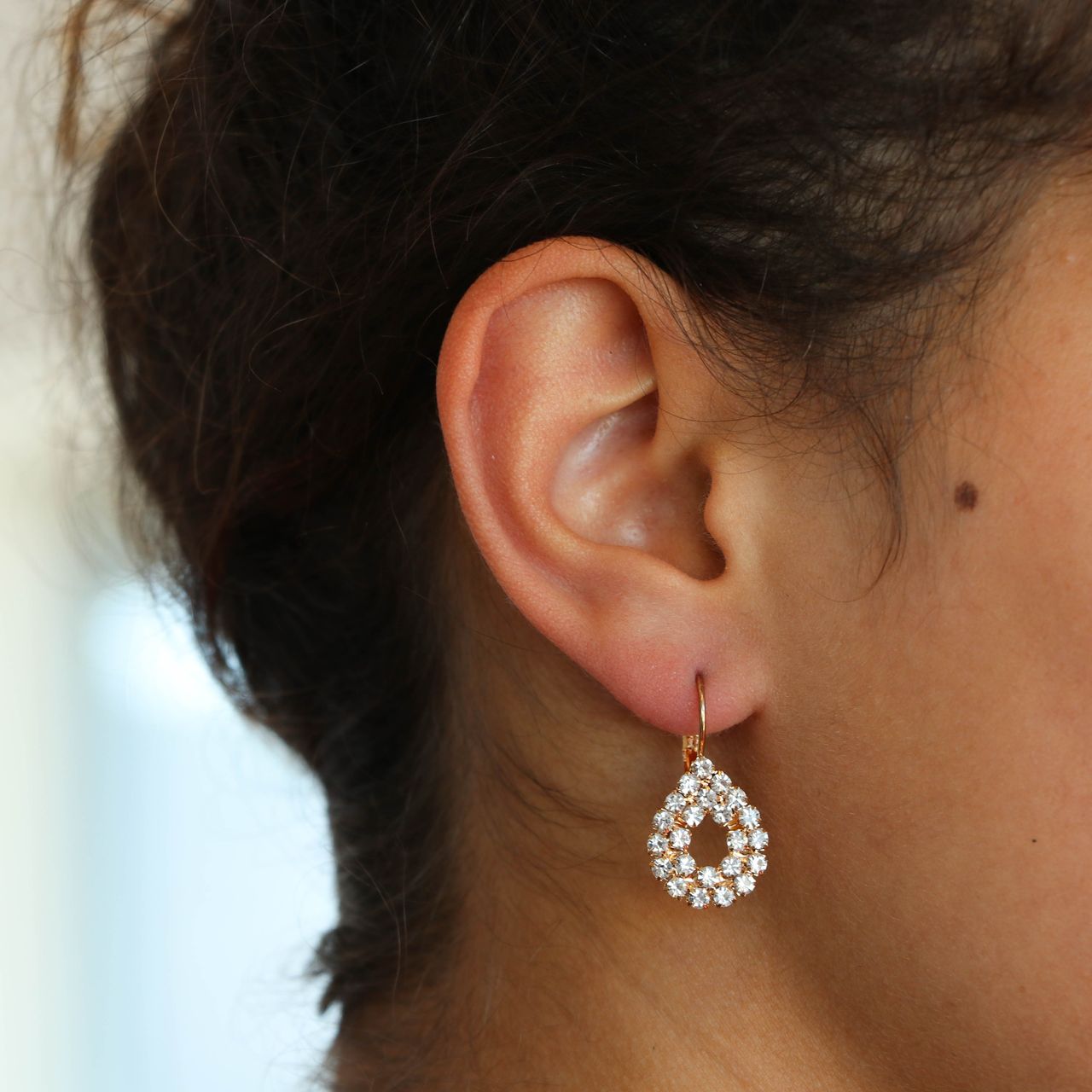 Bijoux zilverkleurige oorknoppen druppel voor dames