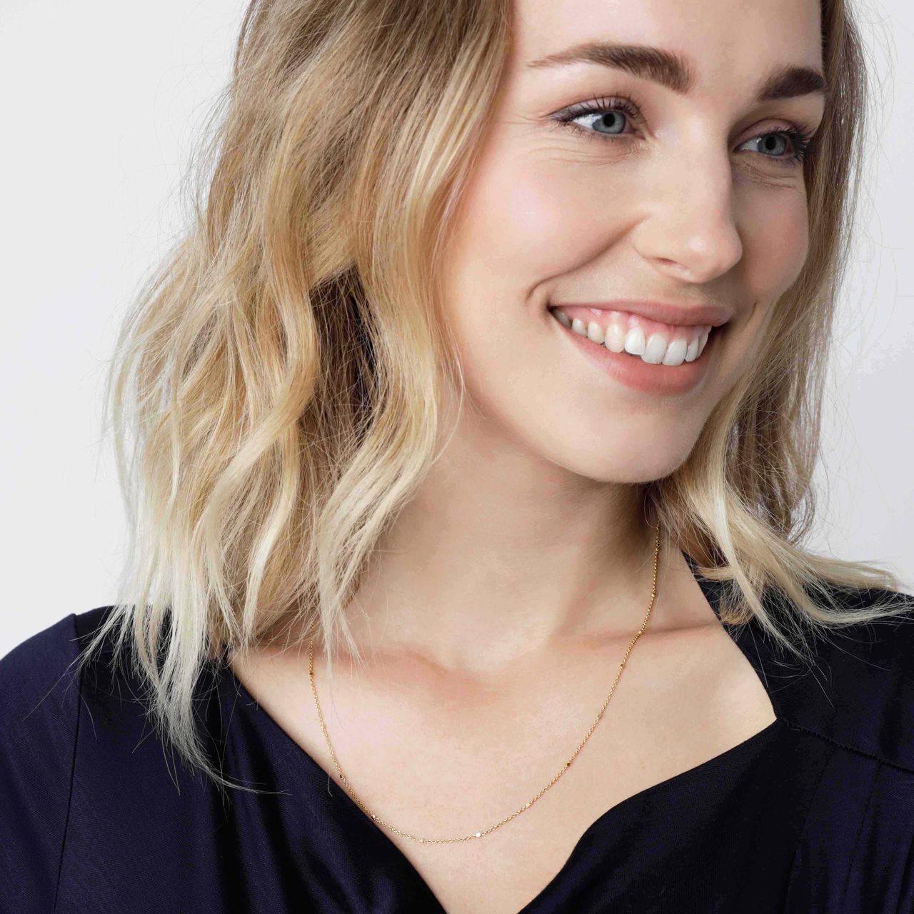 Kette, 585 Gelbgold, Fantasie mit kleinen Blöcken
