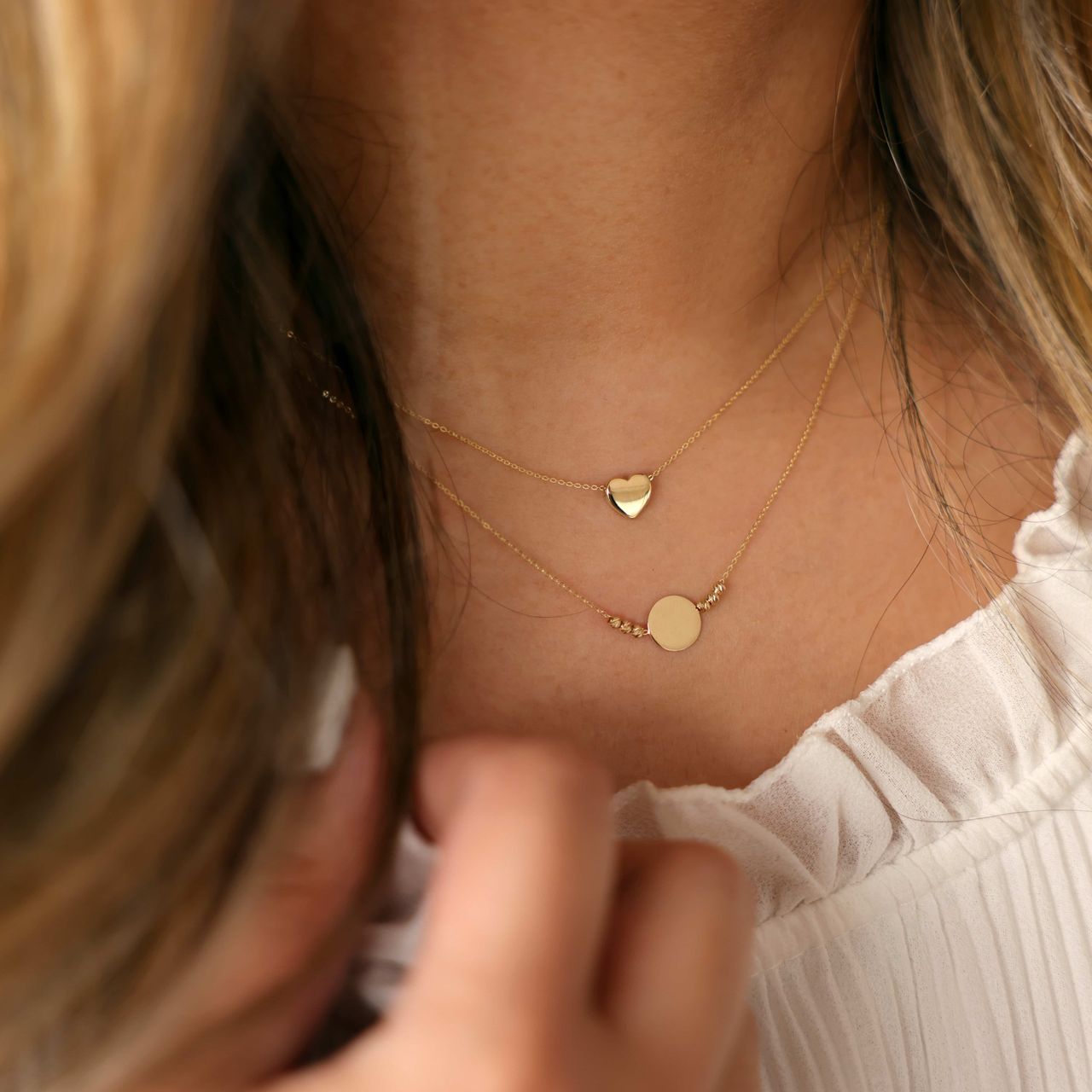 14Karaat geelgouden ketting&hanger disc
