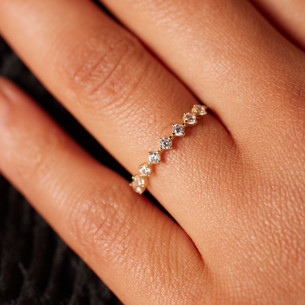 14Karaat geelgouden ring met zirkonia