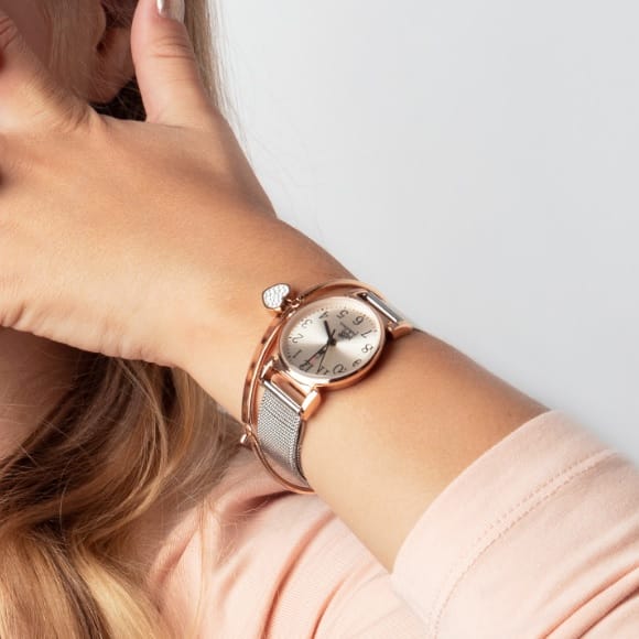 Gerecycleerd stainless steel kinderarmband rose wit kristal