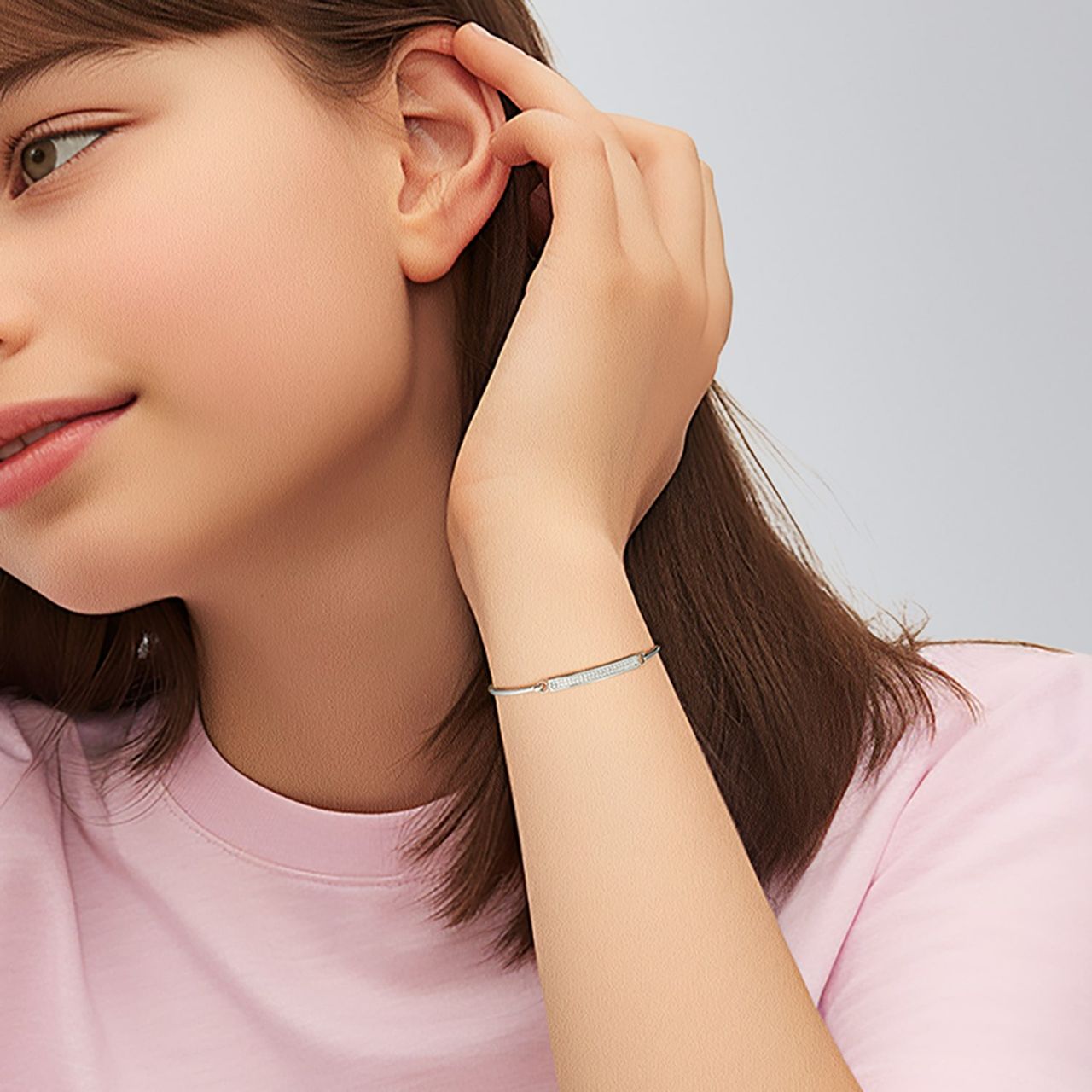 Gerecycled stainless steel kinderarmband met wit kristal