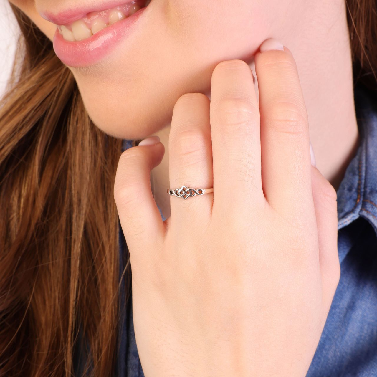 925 Silber, bearbeiteter Ring Bali