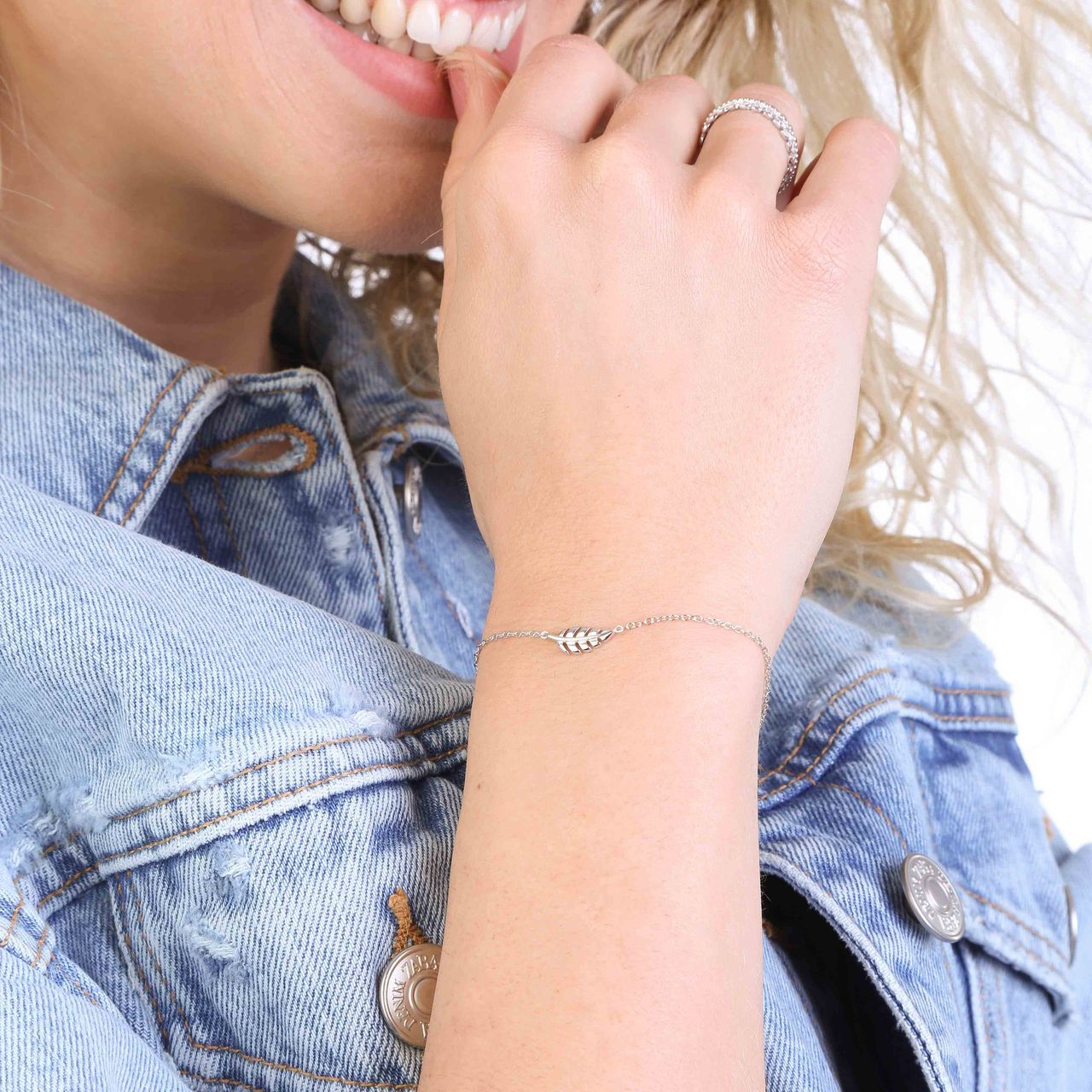 Zilveren armband blad Bali