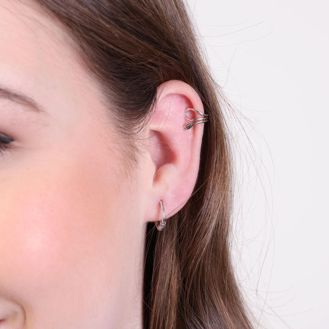Zilveren ear cuff veer 10mm Bali