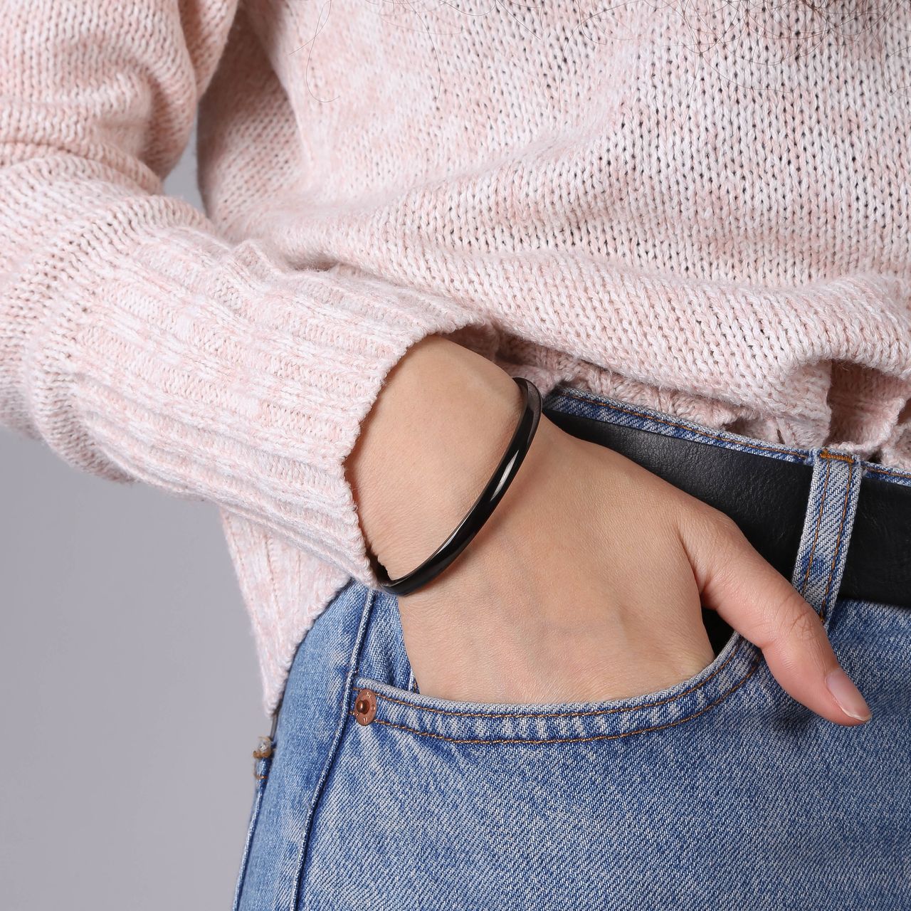 Gerecycled stainless steel armband bangle blackplated 5mm