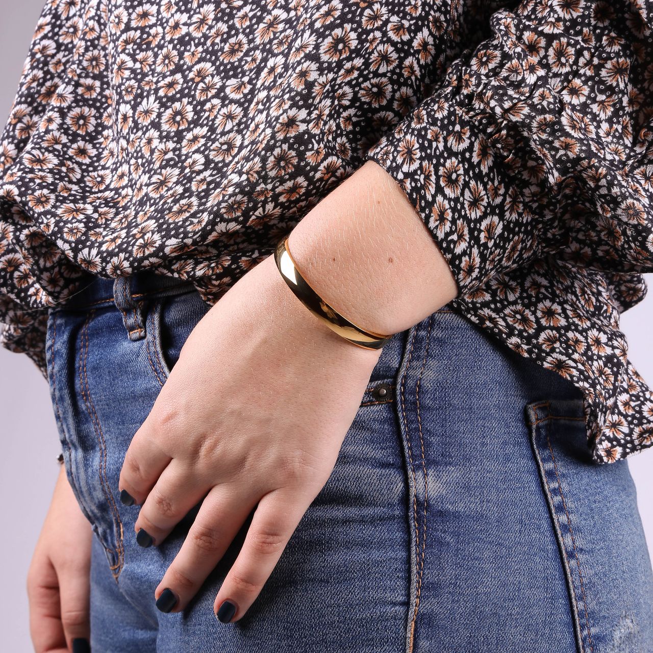 Stalen goldplated bangle 8mm voor dames