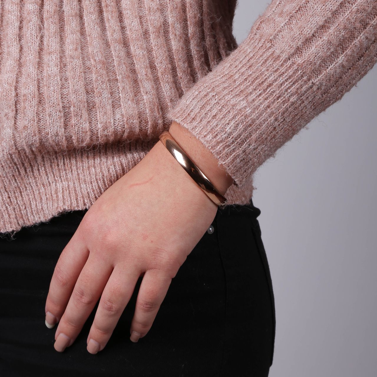 Gerecycleerd stainless steel armband bangle roseplated 8mm