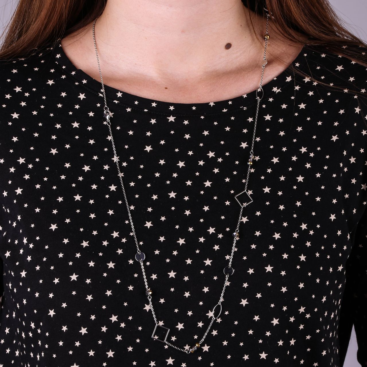 Zilverkleurige byoux ketting ruitjes