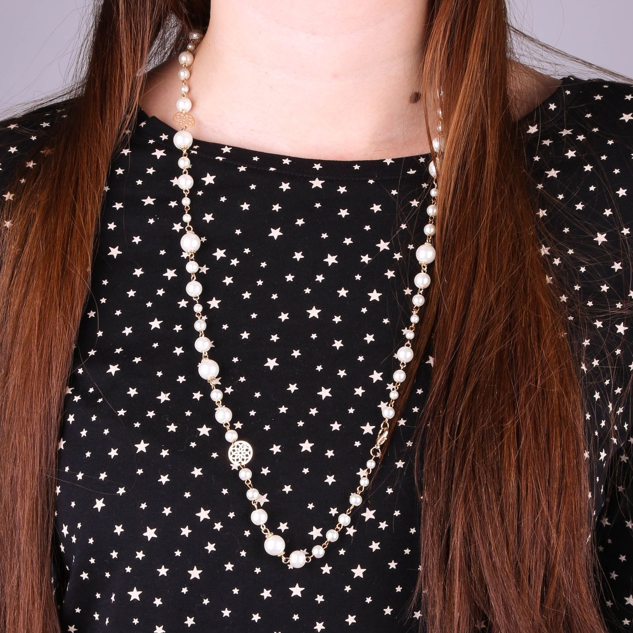 Goudkleurige byoux ketting parels