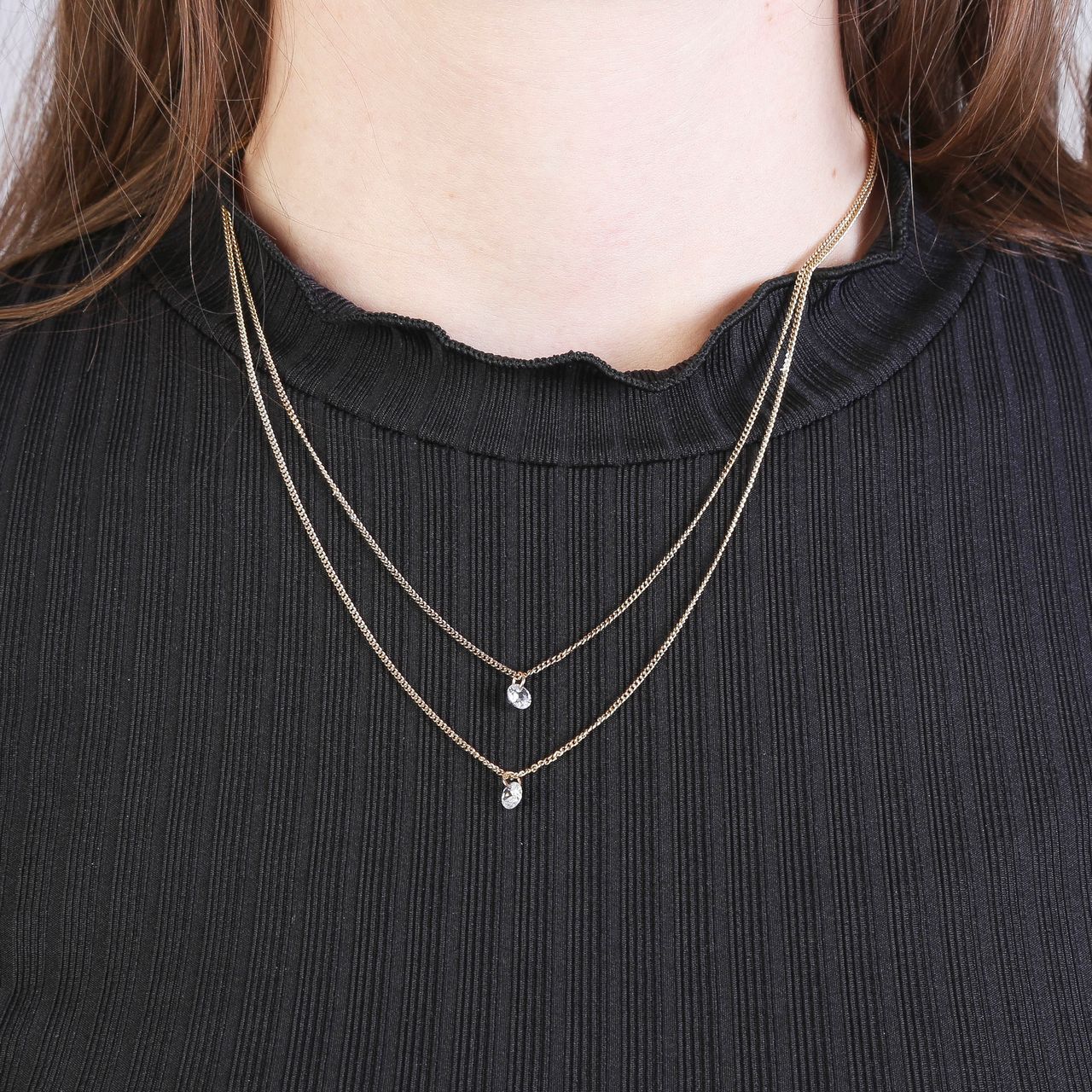 Bijoux goudkleurige ketting met hanger met zirkonia voor dames