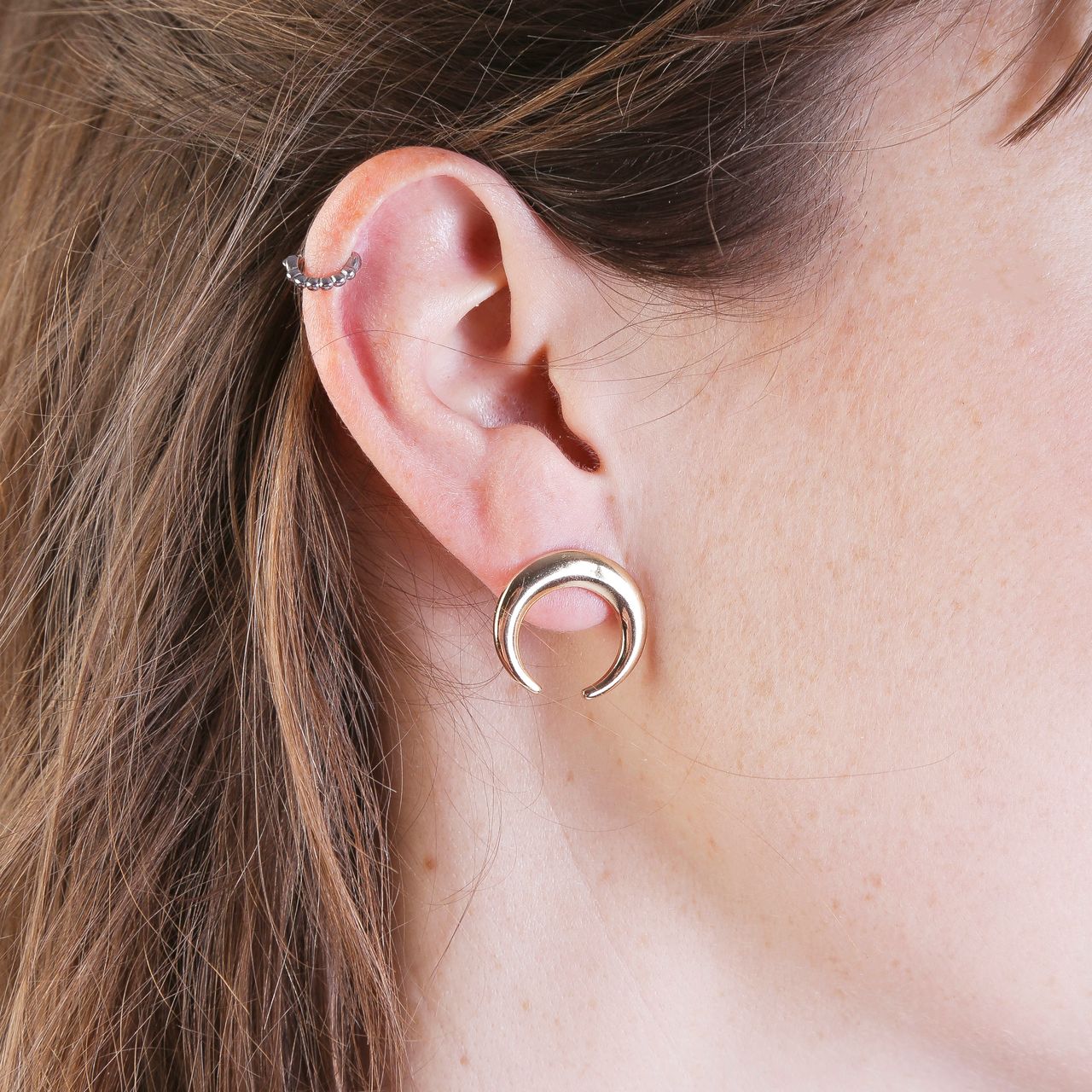 Bijoux goudkleurige oorknoppen maantje voor dames