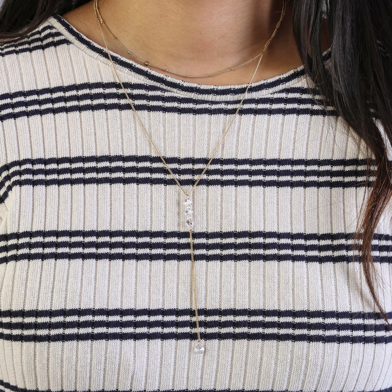 Goudkleurige multi byoux ketting met zirkonia