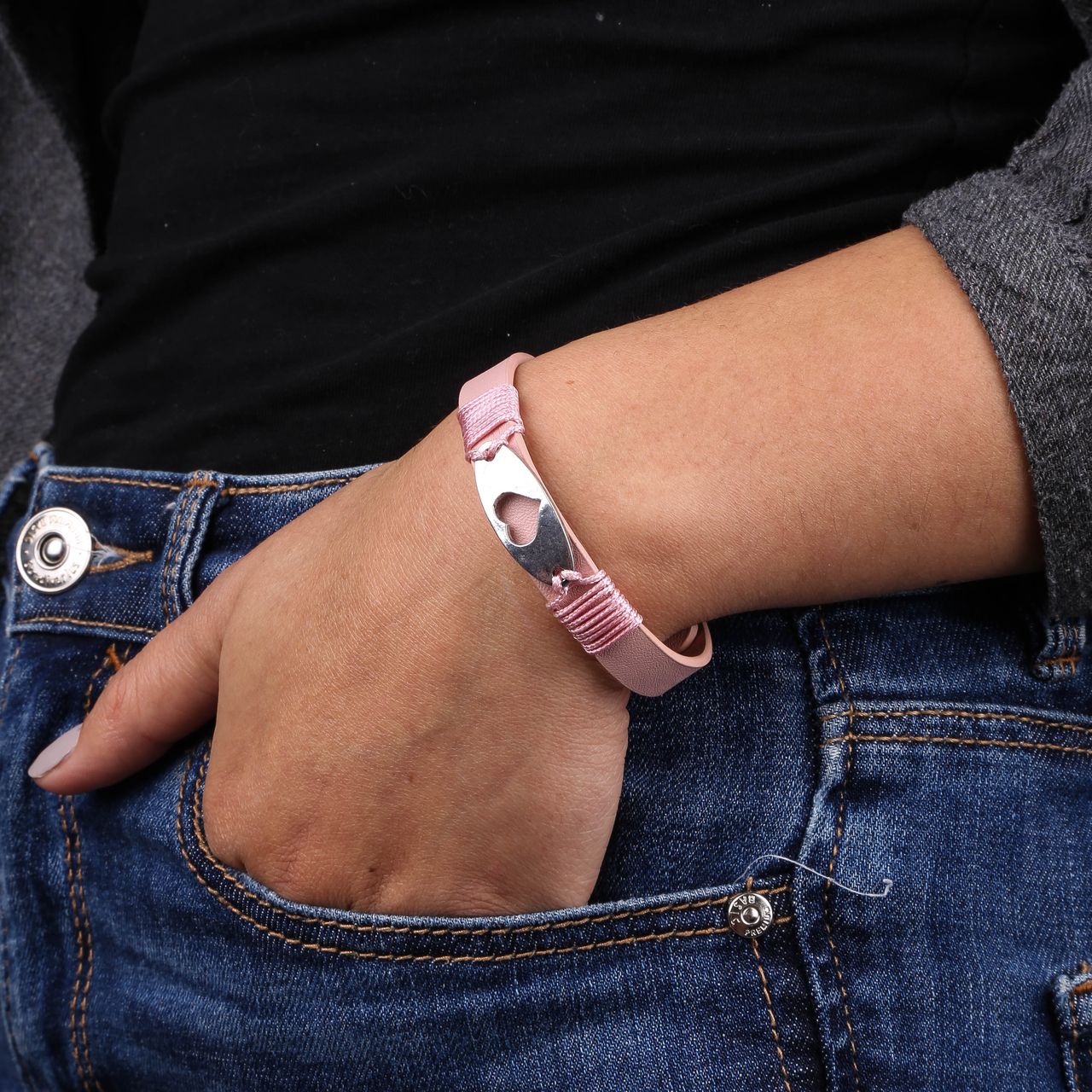 Bijoux zilverkleurige bedelarmband hart voor dames