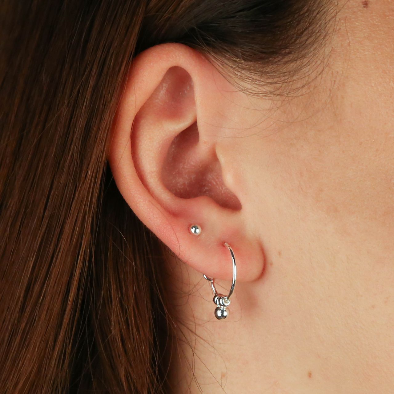 Zilverkleurige bijoux oorbellen setje