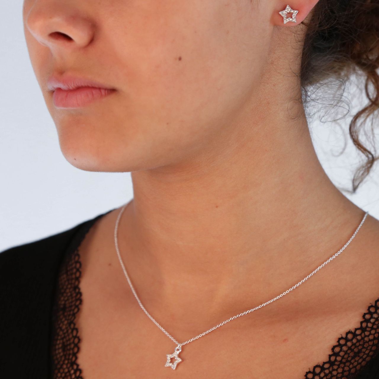 Bijoux zilverkleurige sieradenset met ster voor dames